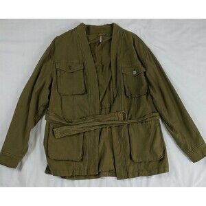 Free People Womens In Our Nature Cargo Jacket Army Belt Waist Olive Green Size S